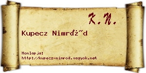 Kupecz Nimród névjegykártya